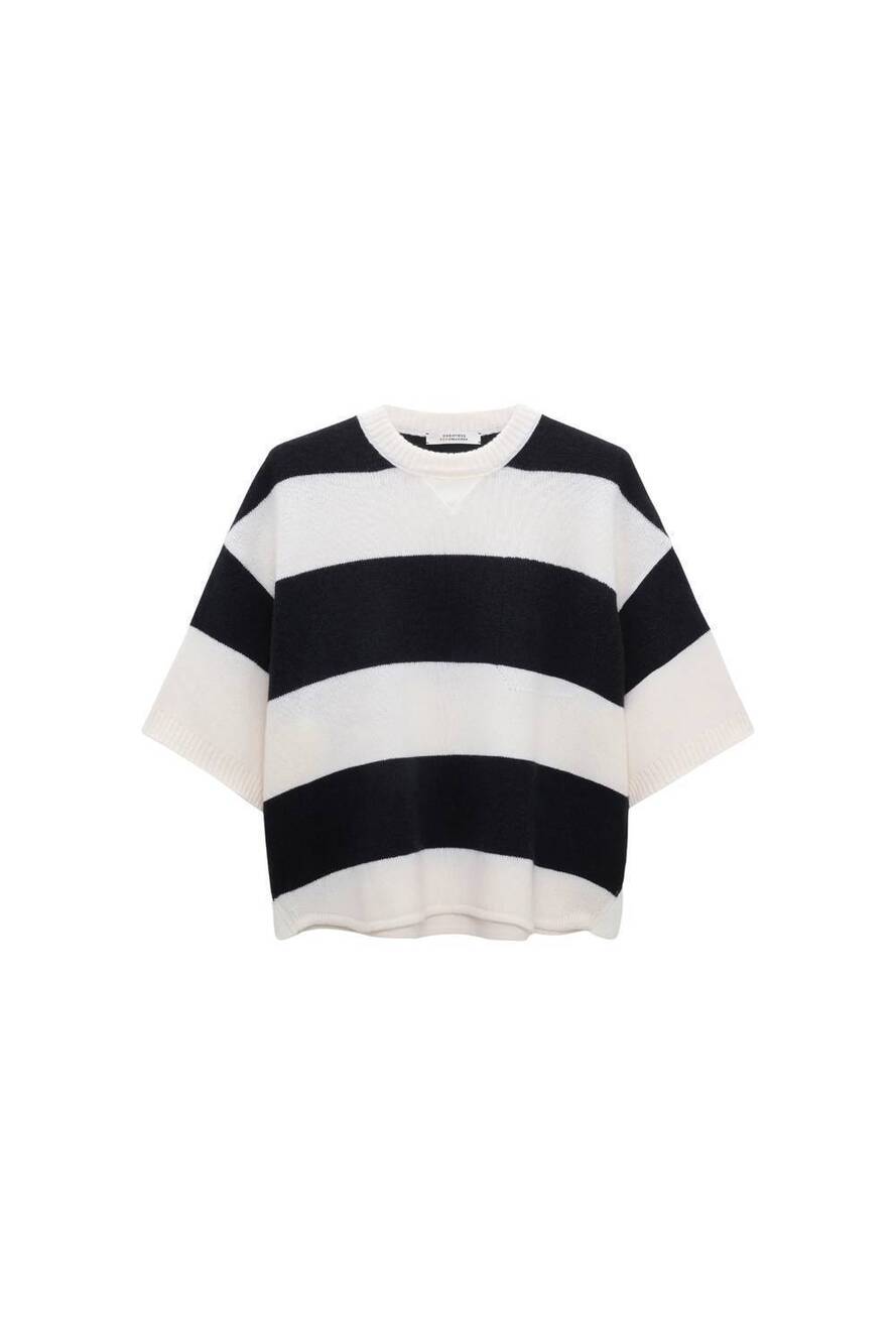 NEW DOROTHEE SCHUMACHER modern statements pullover top in white/ navy - Picture 2 of 3